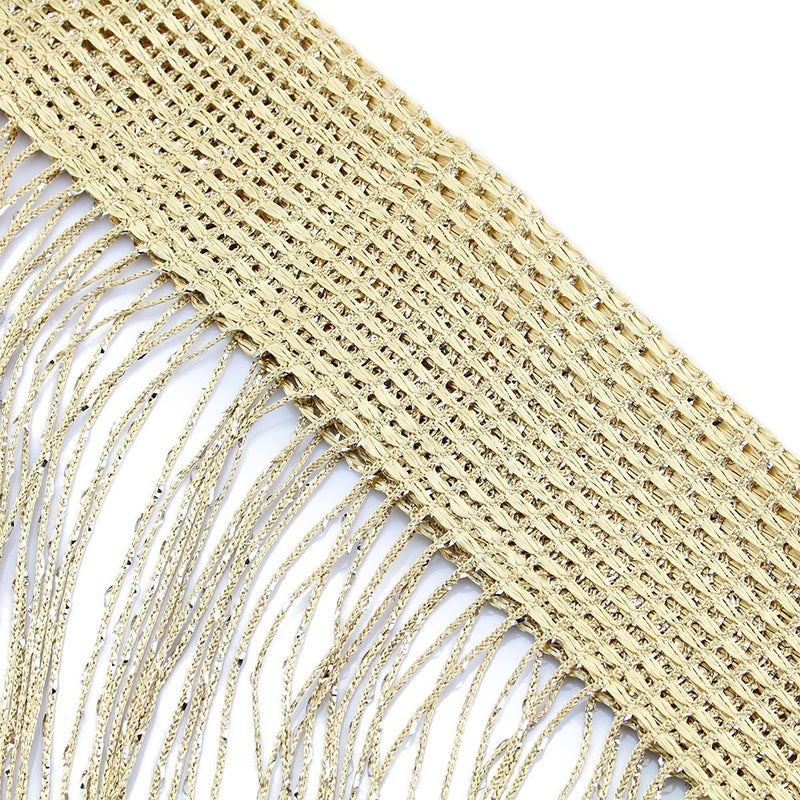 Eyotool 1x2 M Door String Curtain Rare Flat Silver Ribbon Thread Fringe Window Panel Room Divider Cute Strip Tassel for Wedding Coffee House Restaurant Parts, Gold - Image 2